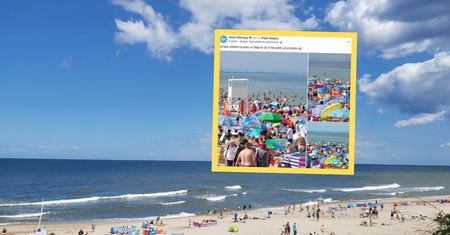 Tłumy na plaży w Stegnie. Bałtyk przyciąga turystów jak magnes