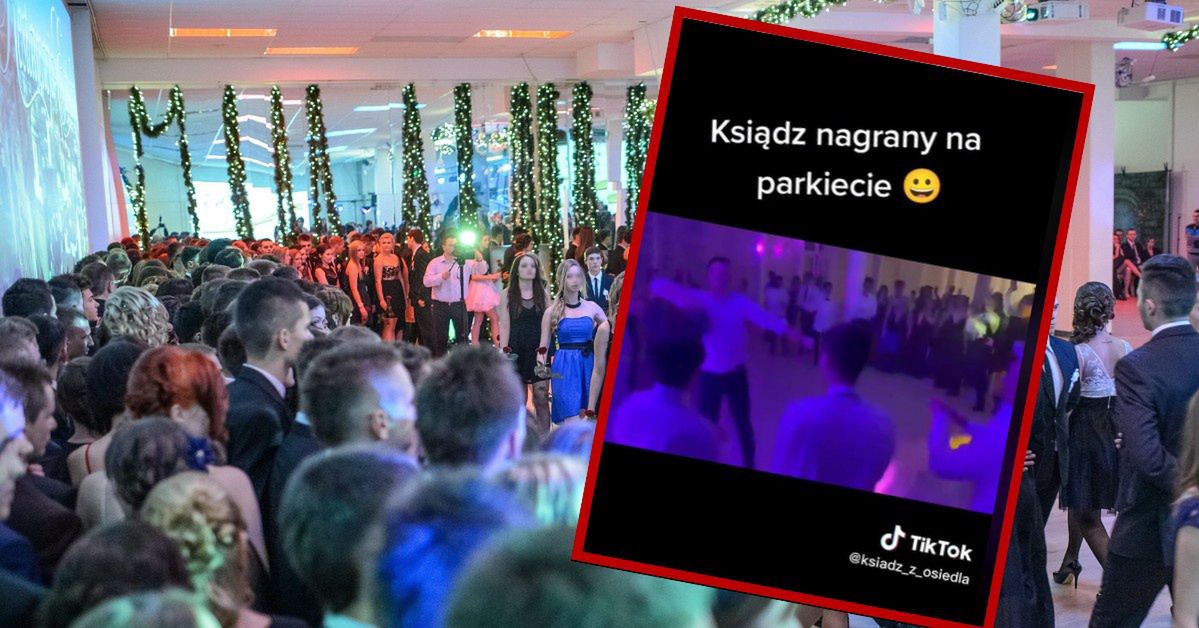 Dał się podpuścić na studniówce. Ksiądz królem parkietu