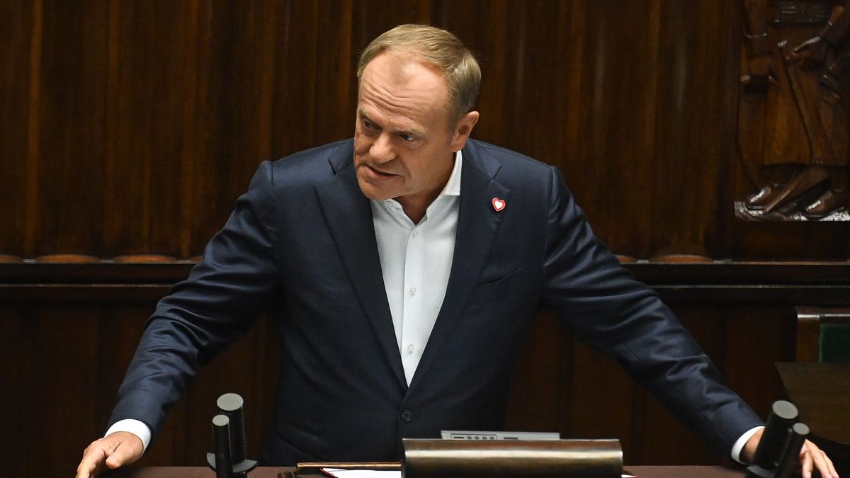 Warszawa, 12.07.2024. Premier Donald Tusk przemawia na sali obrad Sejmu w Warszawie, 12 bm. Sejm kontynuuje dwudniowe posiedzenie. Posłowie zajmują się sprawozdaniem Komisji o wyrażenie zgody na pociągniecie do odpowiedzialności karnej posła Mariusza Błaszczaka. (mr) PAP/Piotr Nowak