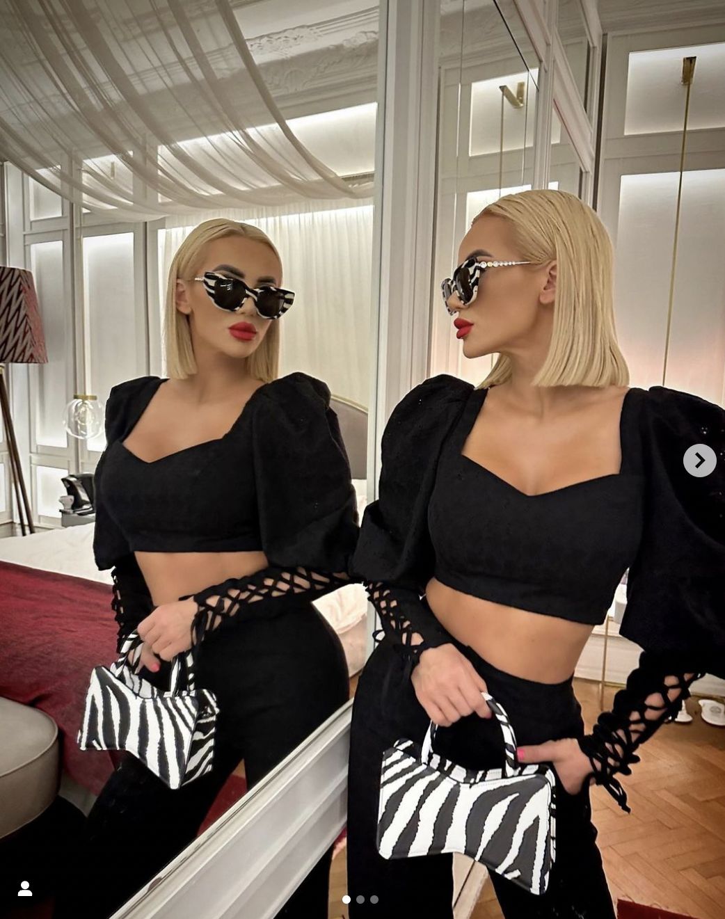 Izabela Macudzińska w stylizacji w zeberkę
