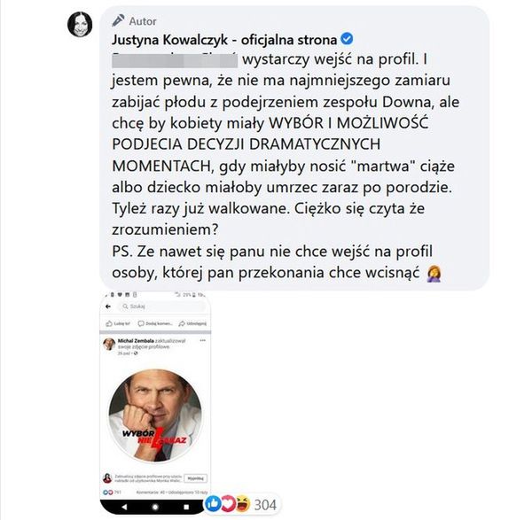 Odpowiedź Kowalczyk na atak internauty