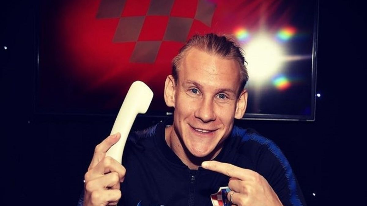 Domagoj Vida w bluzie reprezentacji Chorwacji