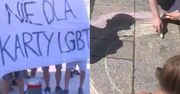 Przeciwnicy LGBT ZMYWALI WODĄ tęcze narysowane przez dzieci na chodniku!