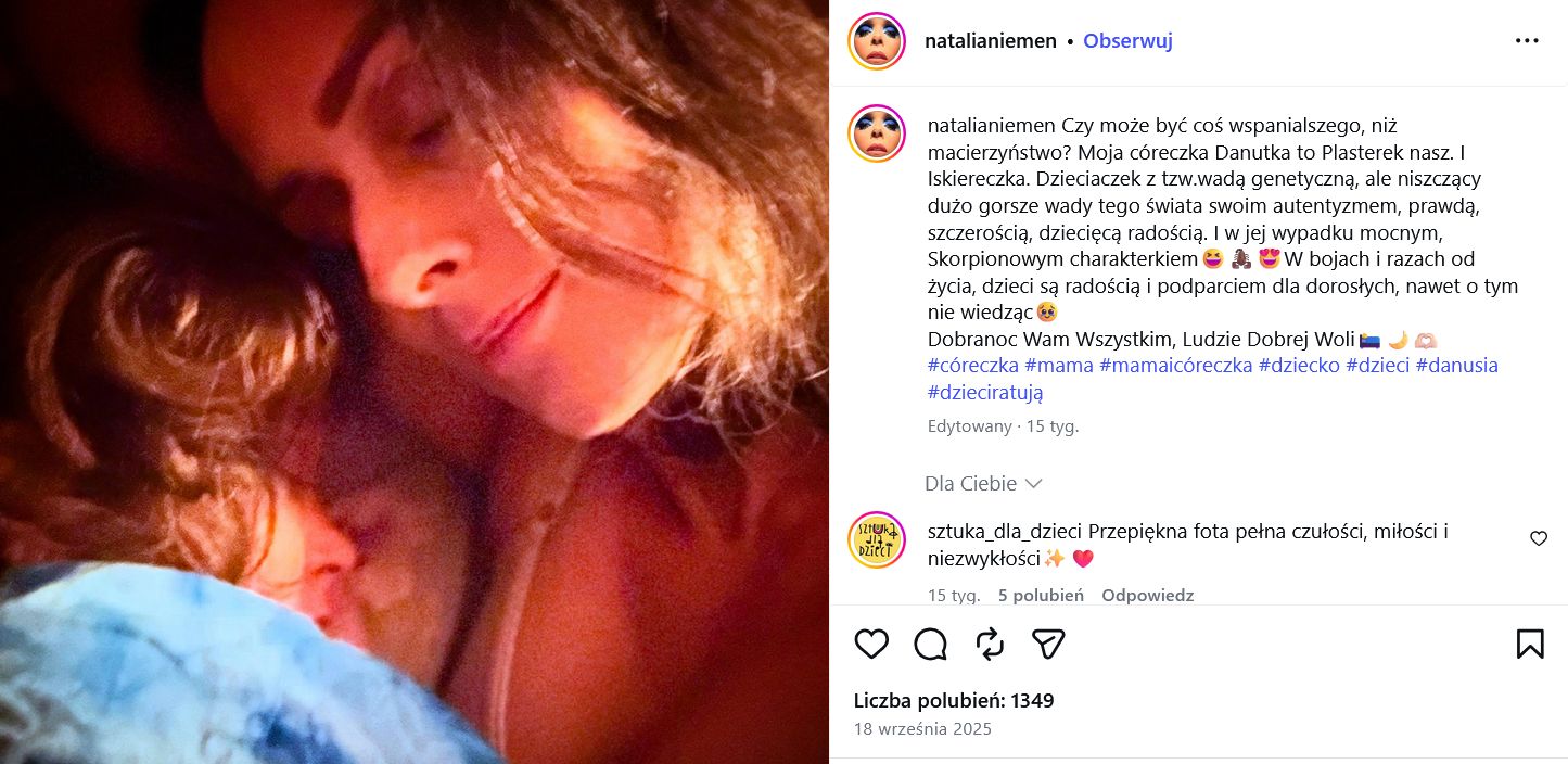 Natalia Niemen dba o zdrowie i rozwój ukochanej córki 