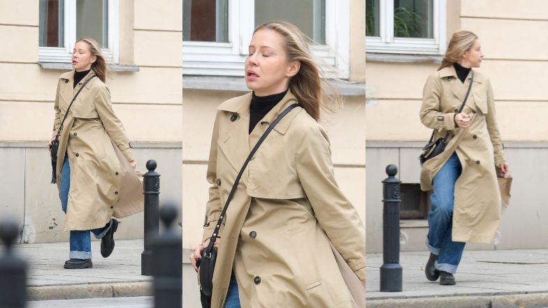 Katarzyna Warnke spaceruje po Warszawie