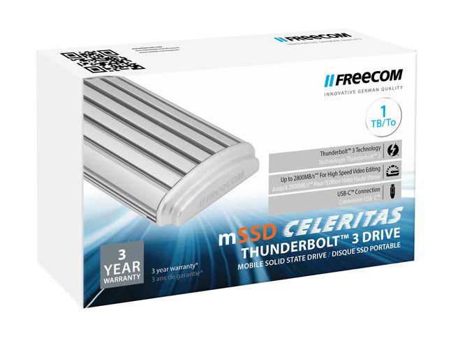 Opakowanie mSSD Celeritas ThunderboltTM 3, fot. materiały prasowe Freecom.
