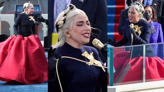 Lady Gaga w kolorach amerykańskiej flagi śpiewa hymn na zaprzysiężeniu Joe Bidena (ZDJĘCIA)