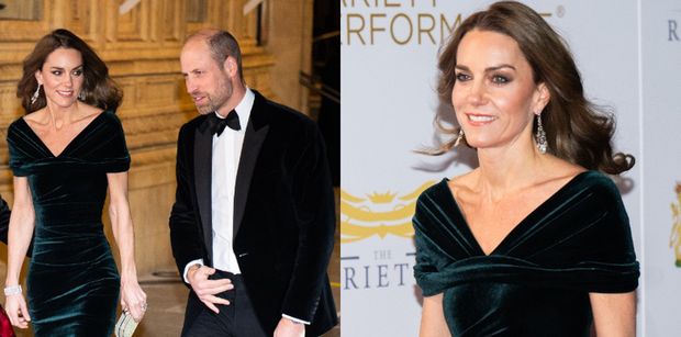 Elegancka Księżna Kate w towarzystwie księcia Williama zmierza na galę Royal Variety Performance (ZDJĘCIA)