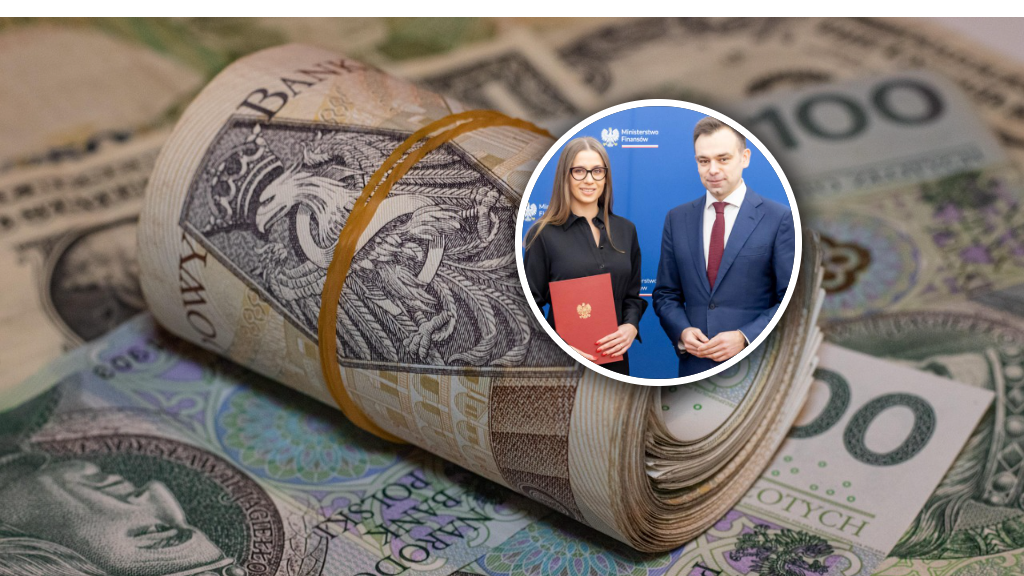 Minister Finansów Andrzej Domańsk z Małgorzatą Krok 