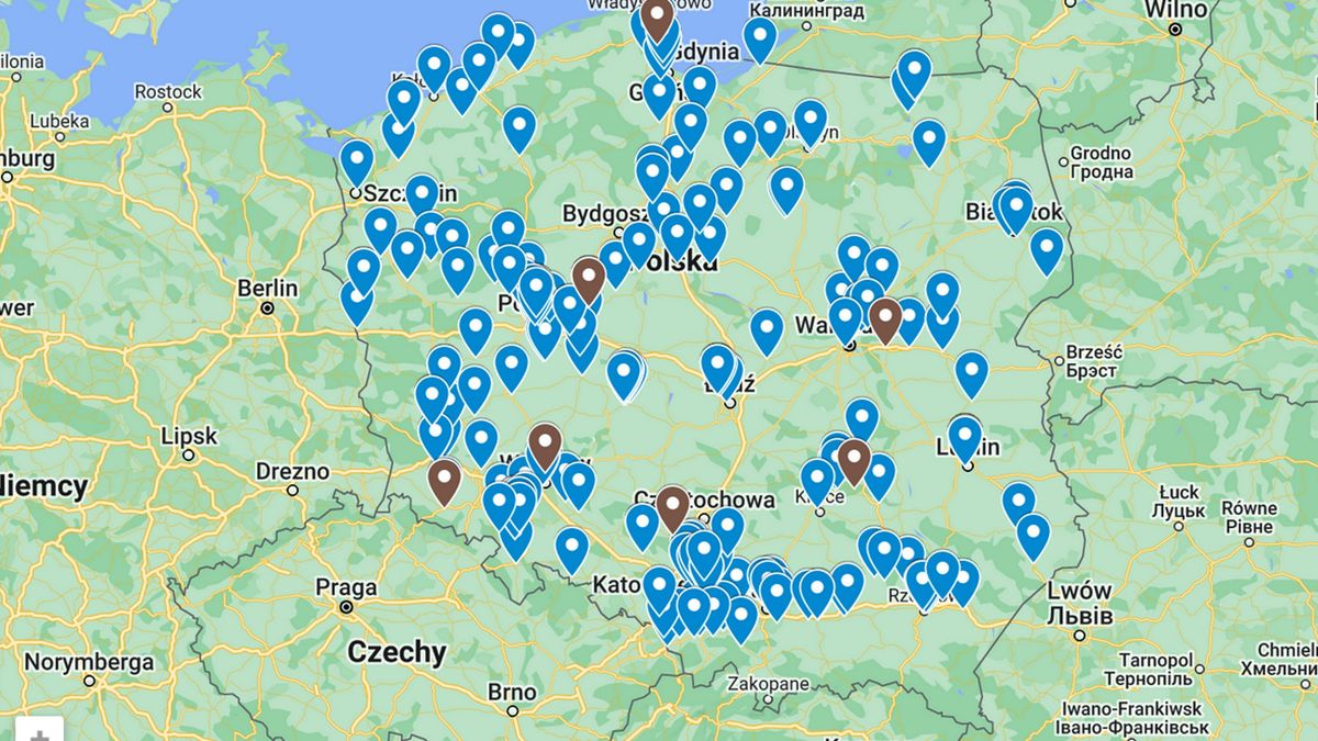 Mapa pokazująca sklepy otwarte w niehandlowe niedziele