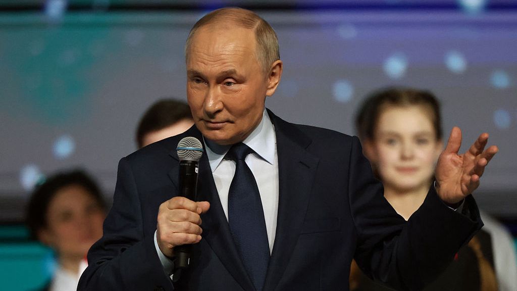 Russian President Vladimir Putin Participates In Movement Of The First Youth Congress In Moscow
MOSCOW, RUSSIA - MARCH 26: (RUSSIA OUT) Russian President Vladimir Putin speaks during the Movement of the First Youth Congress on March 26, 2025, in Moscow, Russia. Putin took part in the congress of Kremlin-backed organization for schoolchildren. (Photo by Contributor/Getty Images)
Contributor