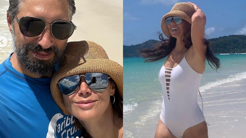 Kinga Rusin hasa po "najbardziej białym z białych piasków" i deklaruje: "Na takiej plaży to chyba nawet mogłabym WZIĄĆ ŚLUB"