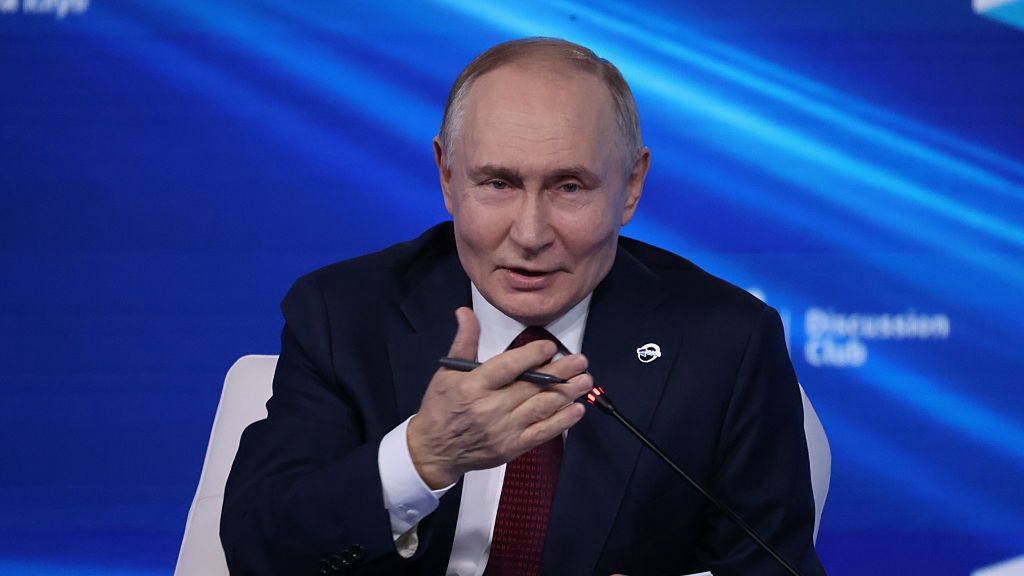 President Putin Attends Valdai Discussion Club
SOCHI, RUSSIA - OCTOBER 2: (RUSSIA OUT) Russian President Vladimir Putin speaks during an annual plenary session of the Valdai Discussion Club, on October 2, 2025 in Sochi, Russia. The Valdai Discussion Club is a Moscow-based think thank bringing together Russian and Foreign pro-Kremlin political scientists and thinkers each year. It is named after Lake Vladai where the first conference was held in 2004. (Photo by Contributor/Getty Images)
Contributor