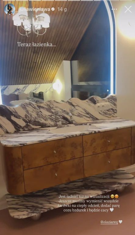 Tak Julia Wieniawa urządziła łazienkę