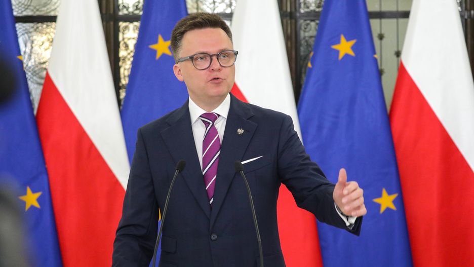Warszawa, 23.07.2024. Marszałek Sejmu Szymon Hołownia podczas konferencji prasowej przed posiedzeniem Sejmu, 23 bm. (sko) PAP/Tomasz Gzell