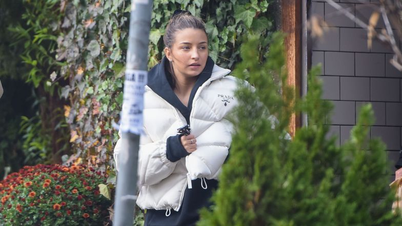 Julia Wieniawa w kurtce za 12 tysięcy drepcze do restauracji