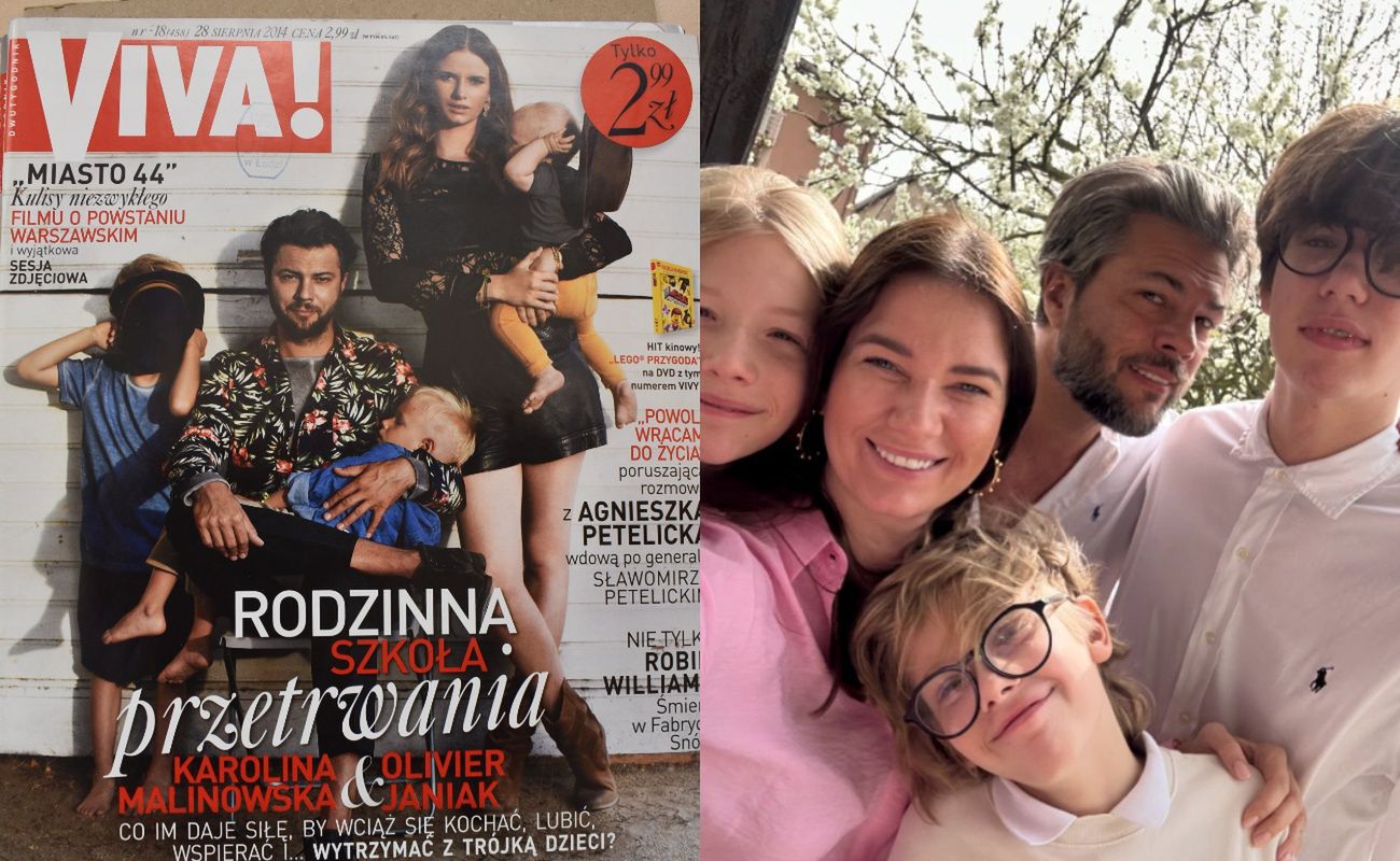 Olivier Janiak i Karolina Malinowska z dziećmi