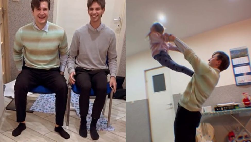 Michał Kassin z partnerem u rodziny na święta