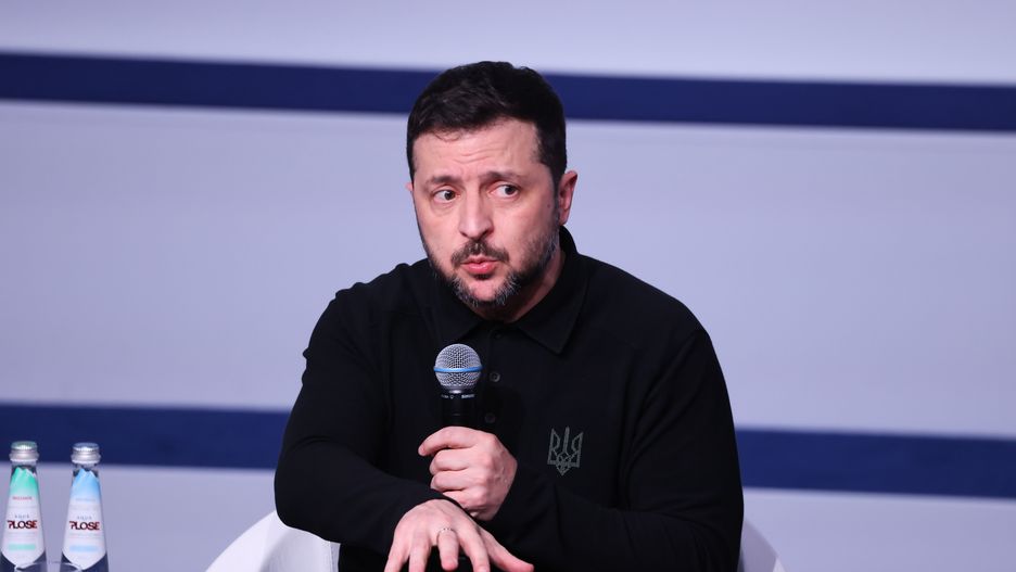 Volodymyr Zelenskiy, Ukraine's president, during the Munich Security Conference in Munich, Germany, on Friday, Feb. 14, 2025. Europe's leaders and military officials are convening at conference as the continent wakes up to the idea that it needs to defend itself. Photographer: Alex Kraus/Bloomberg via Getty Images