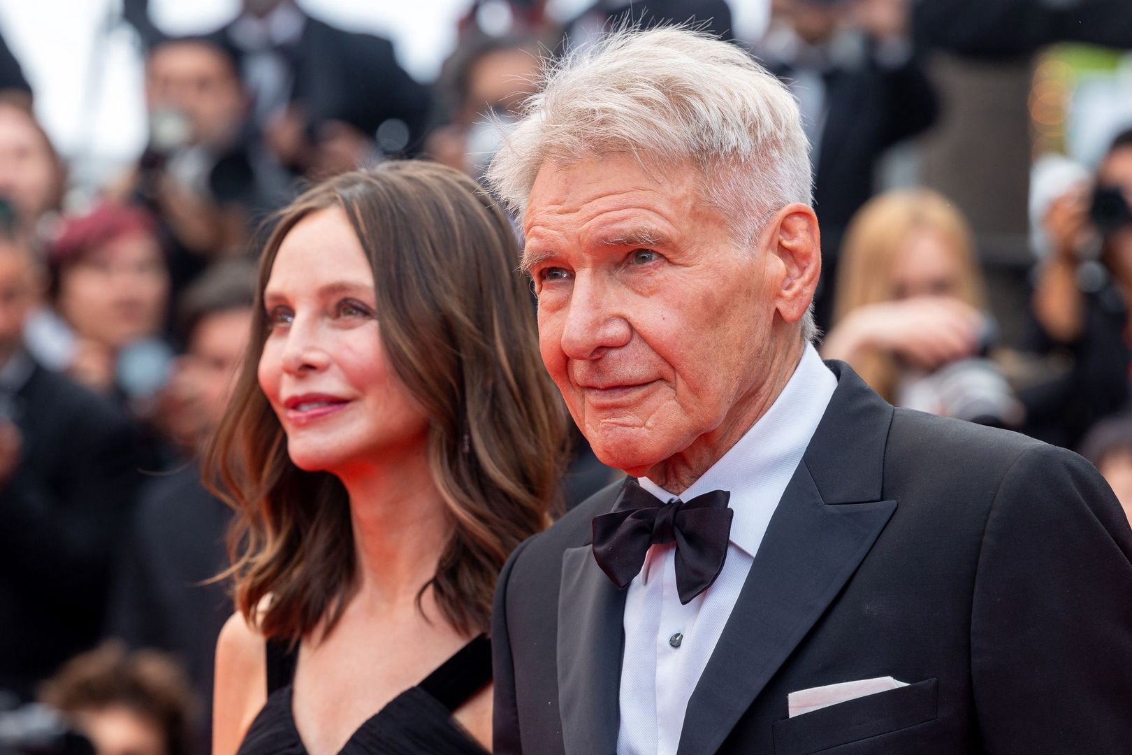 Calista Flockhart i Harrison Ford podczas premiery filmu "Indiana Jones And The Dial Of Destiny" na 76 festiwalu w Cannes.