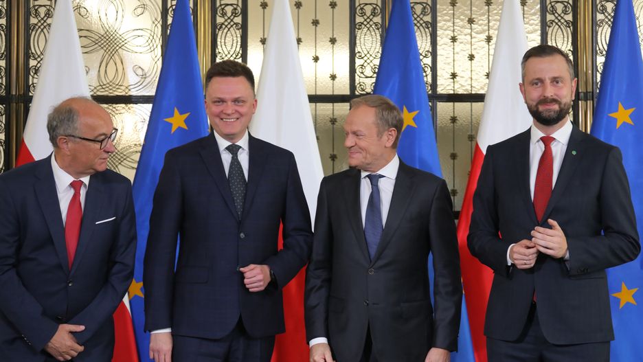 Szymon Hołownia, Władysław Kosiniak-Kamysz, Donald Tusk, Włodzimierz Czarzasty