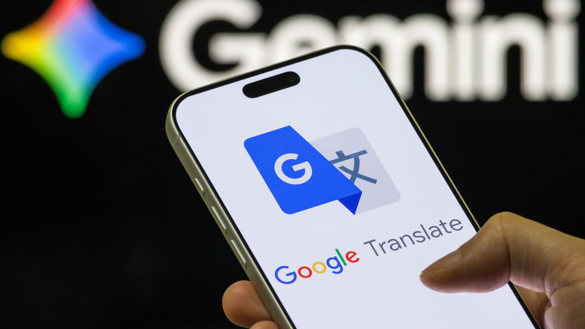 CHONGQING, CHINA  DECEMBER 13: In this photo illustration, a smartphone screen displays the Google Translate app logo in front of a Gemini-branded background on December 13, 2025, in Chongqing, China. Google has recently expanded real-time translation features across its services as part of its broader integration of Gemini-powered artificial intelligence into consumer products. (Photo illustration by Cheng Xin/Getty Images)