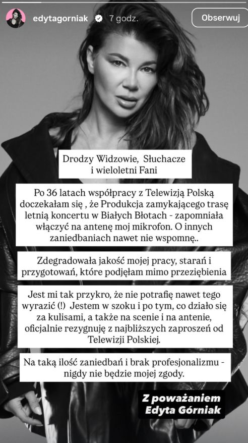 Justyna Górniak odwołała najbliższe występy w TVP