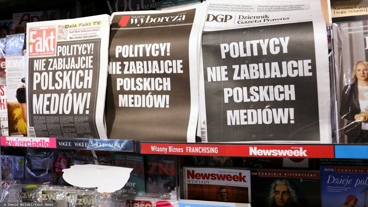 Protest mediów w związku z nowelizacją ustawy o prawach autorskich
Fot. Dawid Wolski/East News,  Warszawa, 04.07.2024. 
Dawid Wolski