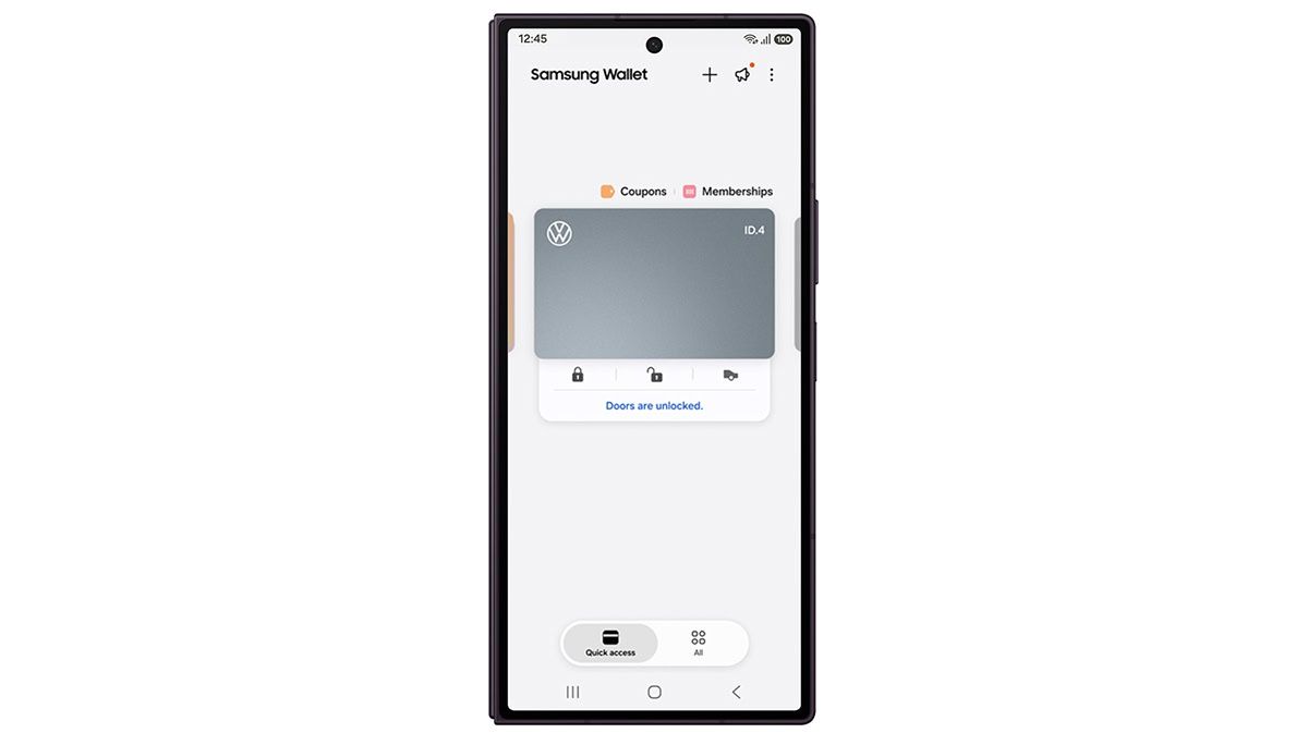 Kluczyki do samochodów VW w Samsung Wallet