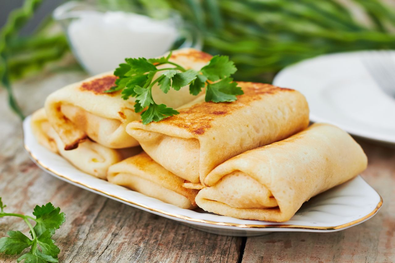 Crepes with buckwheat and cottage cheese