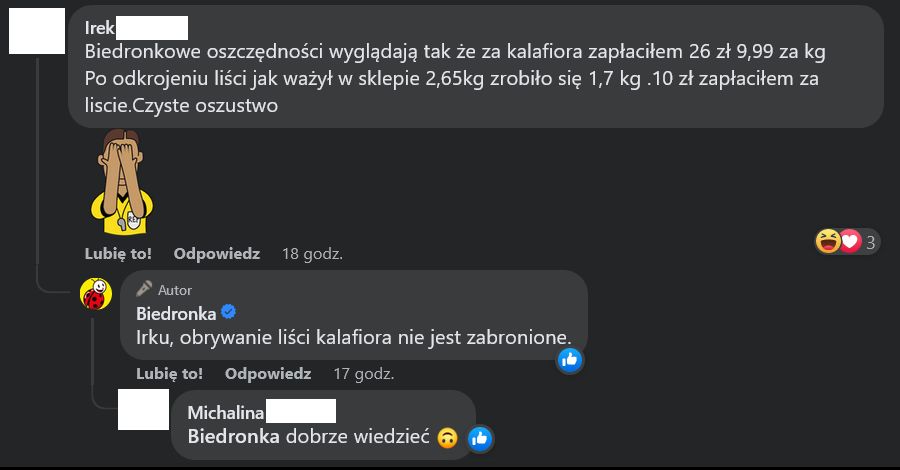 Jeden z klientów Biedronki zarzuca sieci oszustwo