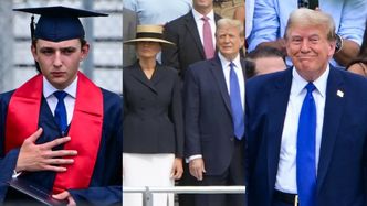 Donald Trump z dumą podziwia kończącego szkołę syna. Towarzyszyła mu SKROMNIE ubrana Melania (ZDJĘCIA)