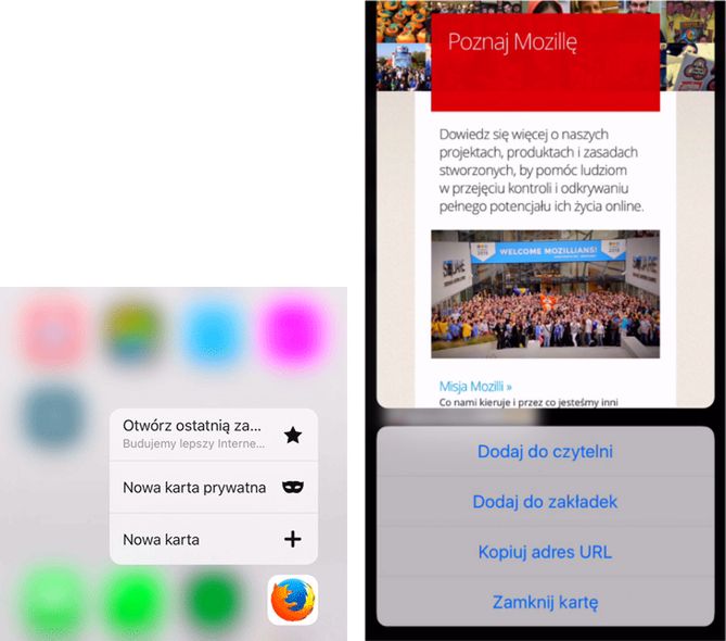 Firefox na iOS ze wsparciem dla funkcji 3D Touch