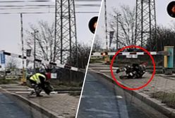 Nieodpowiedzialne zachowanie mężczyzny. Przeczołgał się pod szlabanem