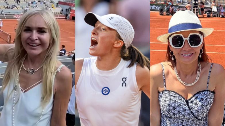 Obwieszone perłami Monika Olejnik i Kinga Rusin kibicowały Idze Świątek na Roland Garros. Przyniosły tenisistce szczęście? (ZDJĘCIA)