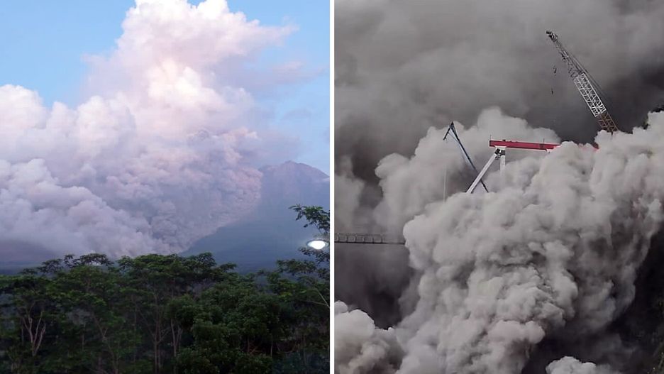 Erupcja wulkanu Semeru we wschodniej części wyspy Jawa.