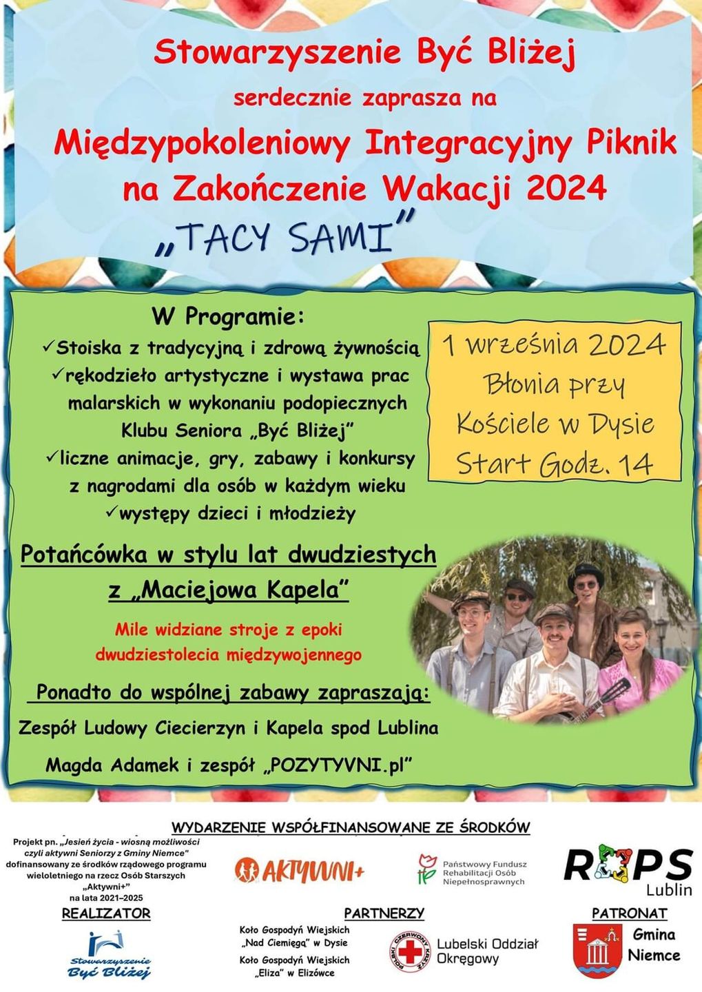 Piknik na zakończenie wakacji w Dysie 2024 - plakat, program wydarzenia