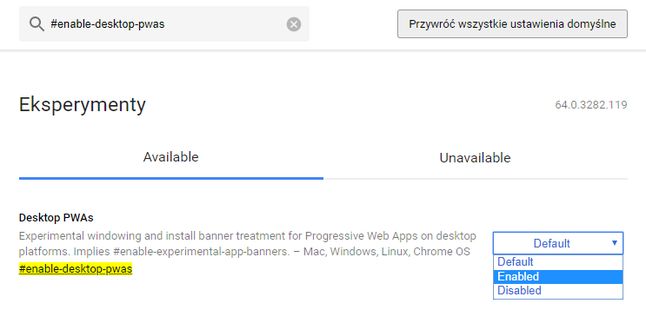 Odświeżony interfejs ustawień eksperymentalnych w Google Chrome nie został jeszcze do końca przetłumaczony na język polski