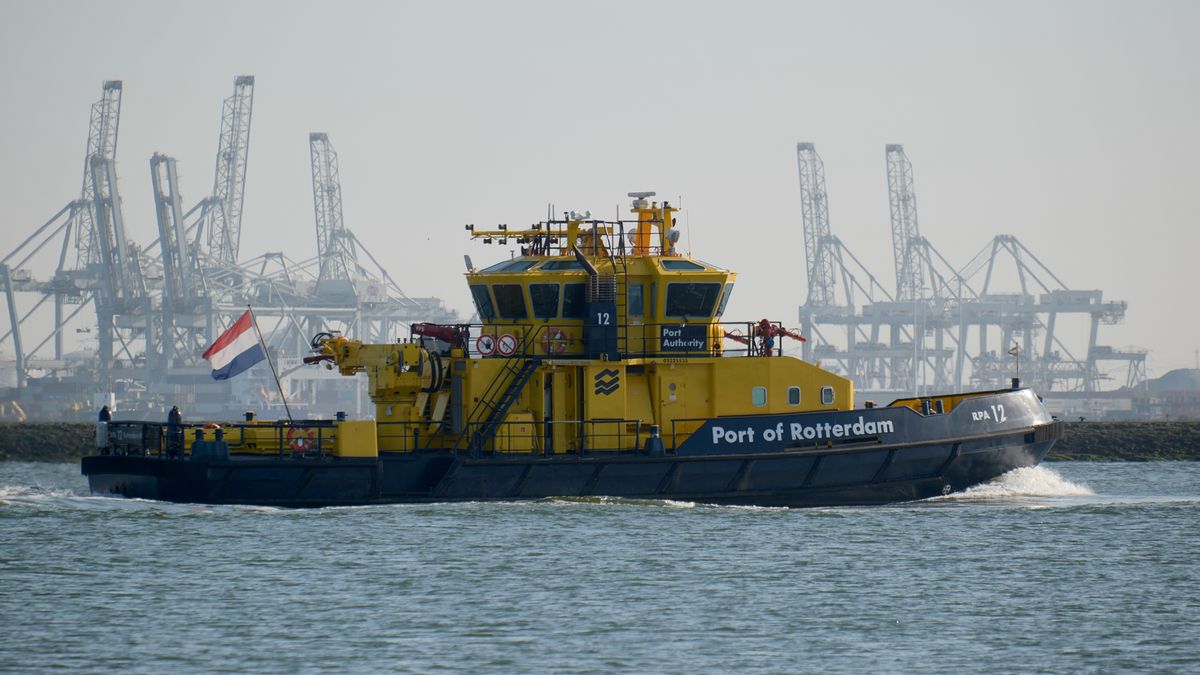 HOEK VAN HOLLAND, NETHERLANDS - APRIL 29: A tugboat is seen from the pier, partially closed to the public, that marks the entrance to the Port of Rotterdam on April 29, 2025 in Hoek van Holland, Netherlands. Locals are urging the reopening of the Hoek van Holland pier, recently closed off due to disrepair. Famous for its views of ships entering the Port of Rotterdam, the pier hasn't been closed to the public since the Nazi occupation in WWII. A petition is now calling for its restoration and return to public use. (Photo by Pierre Crom/Getty Images)