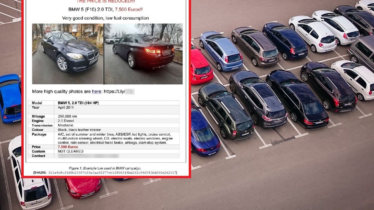 Hakerzy wykorzystali reklamę używanego auta.