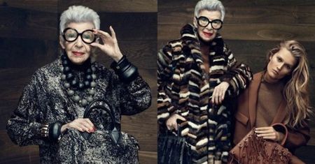 Iris Apfel i Toni Garrn w jednej sesji