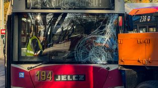 Mielec: Autobus uderzył w drzewo w centrum miasta