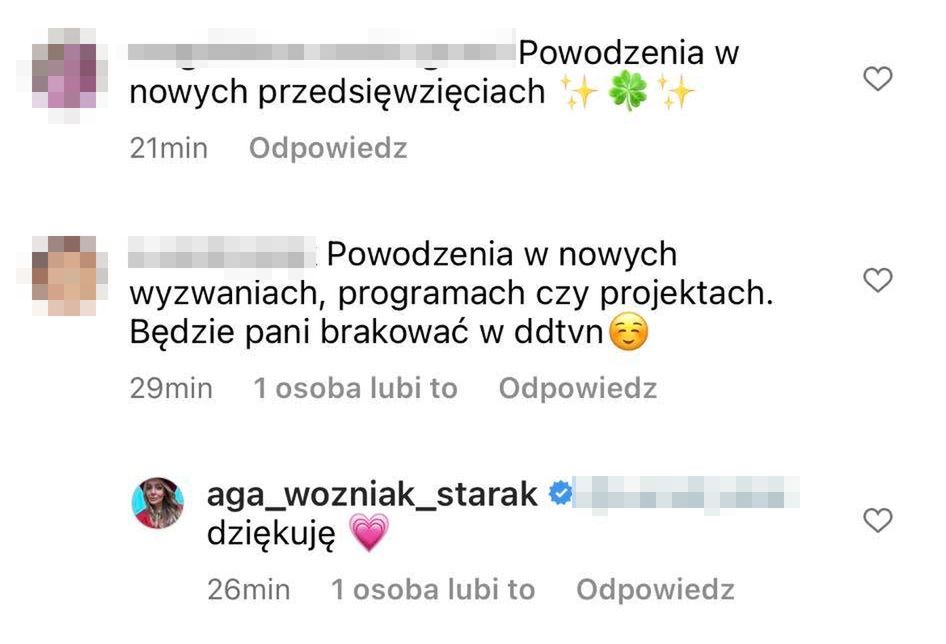 Komentarze pod postem Agnieszki Woźniak-Starak