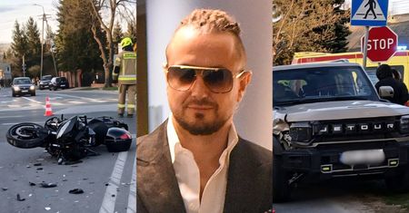 42-letni kierowca spowodował wypadek. Motocyklista w szpitalu. Media: Autem kierował Aleksander Milwiw-Baron