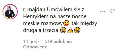 Radosław Majdan skomentował post Małgorzaty Rozenek