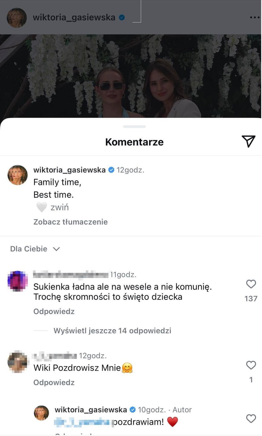 Komentarze pod postem Gąsiewskiej 