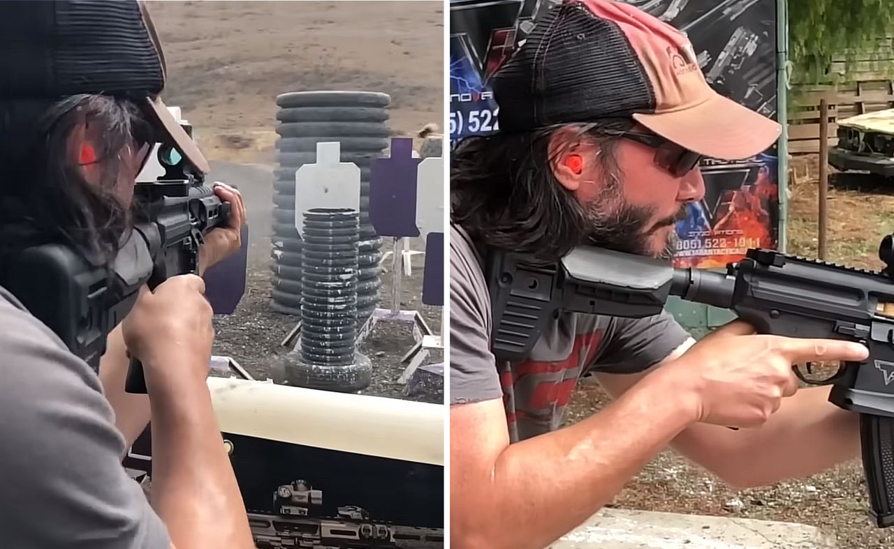 Keanu Reeves at the shooting range. it's not all about the movies