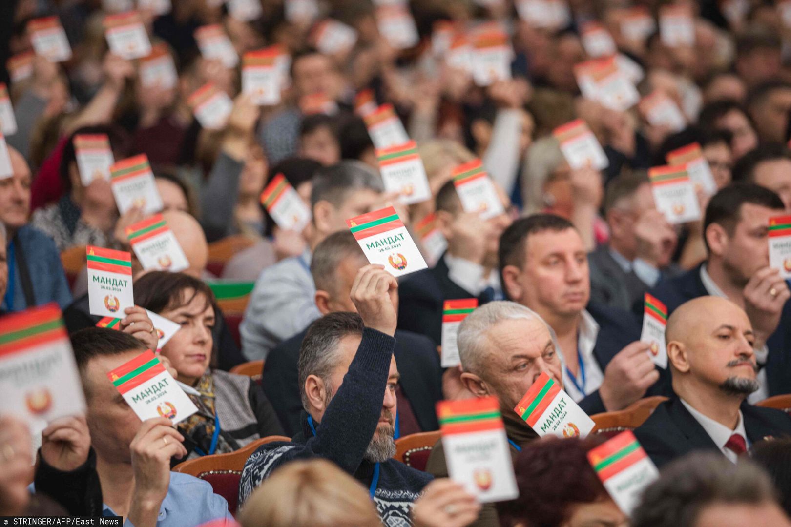 Lawmakers take part in a congress of deputies of Moldova's breakaway region of Transnistria in Tiraspol on February 28, 2024. (Photo by STRINGER / AFP)
STRINGER