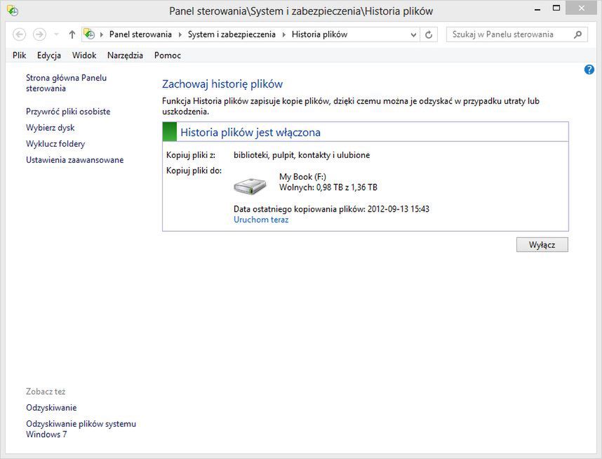 Windows 8 - historia plików (1)