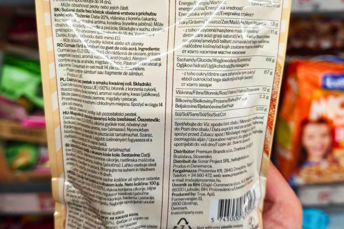 Skład daktyli True Dates o smaku coli